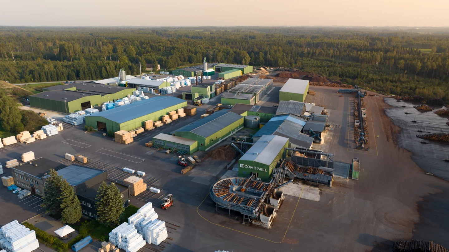 Combimill Sakala sawmill aerial view